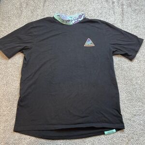 Pit Viper‎ Shirt Mens Medium Black Purple Green Retro Mock Neck Tee Graphic Top